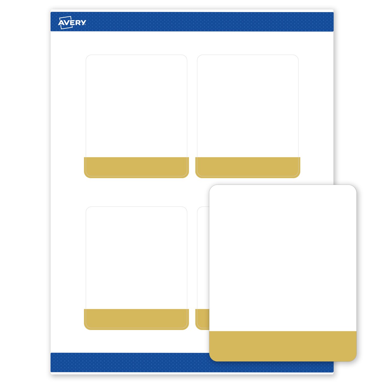 Avery Printable Rectangle Labels, Gold-Dipped Edge, 4" x 3-1/3", Matte White Rectangle Labels, Permanent, Laser/Inkjet, 40ct, Great for Product Labels
